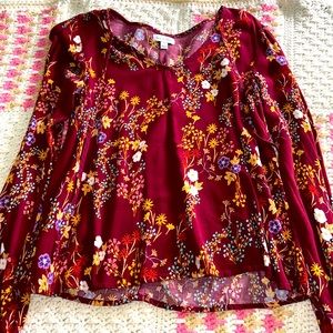 Small Love, Fire Maroon Floral Blouse